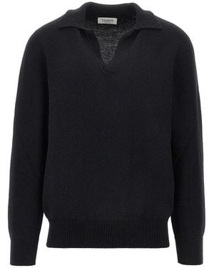 Laneus Merino Wool And Cashmere Polo Shirt - Black