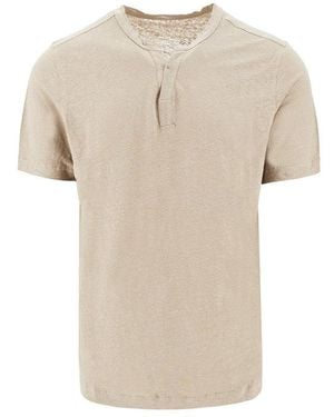 Majestic Filatures Tunisien Collar Linen T-Shirt - Natural