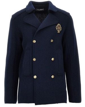 Dolce & Gabbana Knitted Double-Breasted Jacket - Blue