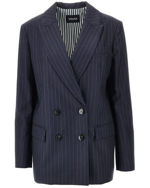 VI TO VI 'Move' Pinstriped Wool Jacket - Blue
