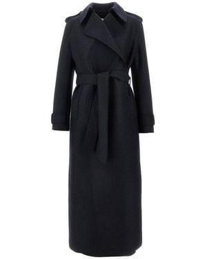 Harris Wharf London Pressed Wool Trench Coat - Black