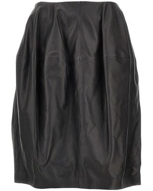 TOTEME Nappa Leather Knee-Length Skirt - Black
