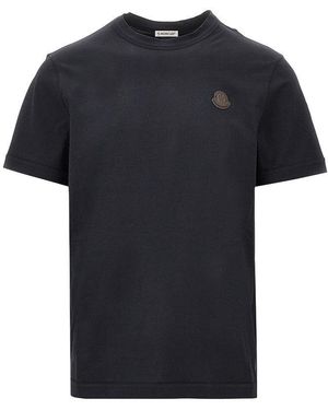 Moncler Cotton Jersey T-Shirt With Logo Patch - Black