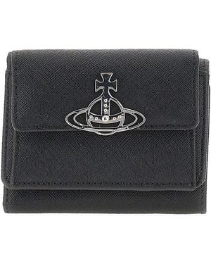 Vivienne Westwood Saffiano Leather Small Wallet - Black