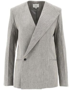 Loulou de Saison 'Suna' Cotton And Linen Asymmetrical Jacket - Grey