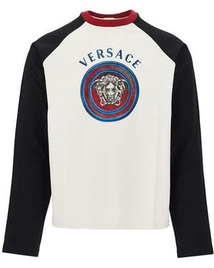 Versace Cotton T-Shirt With Medusa Logo Print - Blue