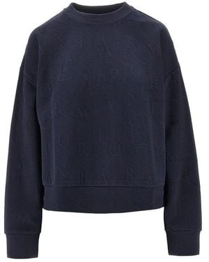 EA BODYWEAR Embossed Logo Motif Crewneck Sweatshirt - Blue