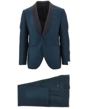 Luigi Bianchi Tailored Wool Suit With Satin Details - Blue