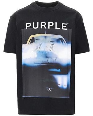 Purple Brand 'Headlights' Print T-Shirt - Black