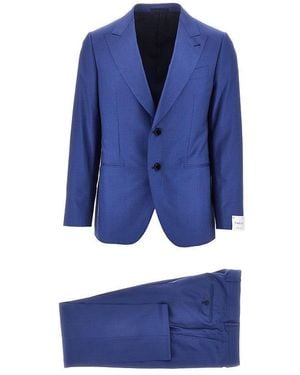 Caruso Silk And Wool Single-Breasted Tailored Suit - Blue