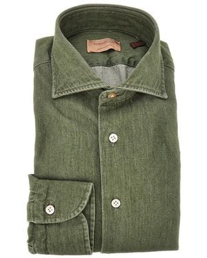 Borriello Denim Effect Cotton Shirt - Green