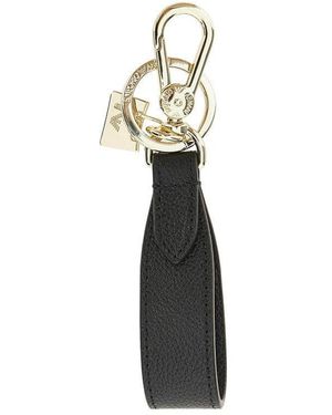 Emporio Armani Leather Key Holder With Charm - Black