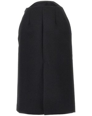 Jil Sander Sablé Wool Midi Skirt - Black