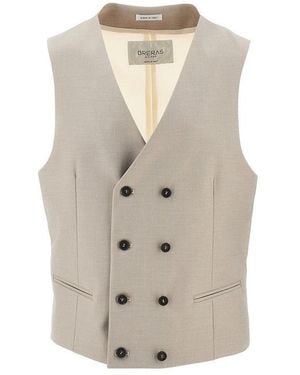 BRERAS Milano Double-Breasted Tailored Vest - Natural
