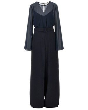 P.A.R.O.S.H. P. A.R. O.S. H. Cady And Chiffon Jumpsuit - Blue
