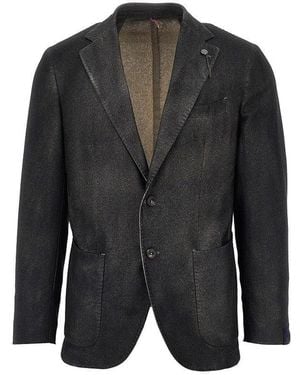 Santaniello Wool-Blend Destructured Jacket - Black