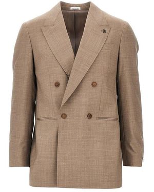 BRERAS Milano 'Arezzo' Wool Double-Breasted Jacket - Natural