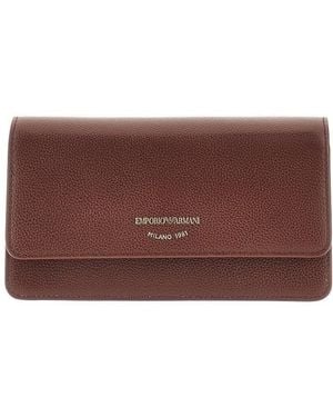 Emporio Armani Grained Leather Clutch - Brown