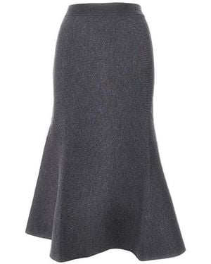 Gucci Flared Knitted Midi Skirt - Gray