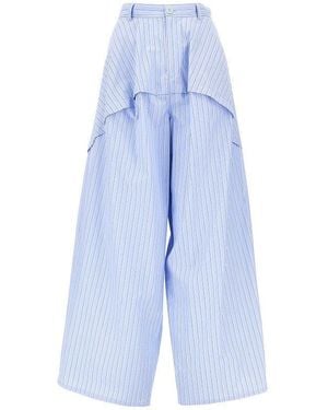 Loewe Striped Poplin Wide Pants - Blue