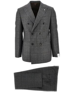 Luigi Bianchi Prince Of Wales Tailored Suit - Black