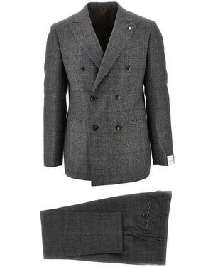Luigi Bianchi Prince Of Wales Tailored Suit - Black