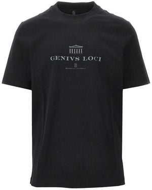 Brunello Cucinelli Genius Loci Print T-Shirt - Black