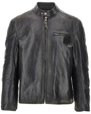 Golden Goose Leather Biker Jacket - Grey