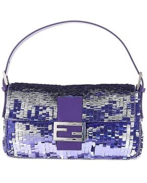 Fendi Sequinned Baguette 26424 Bag - Blue