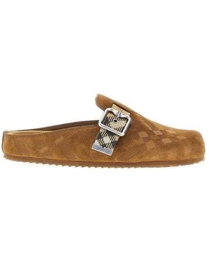 Burberry Check Suede Leather 'Urchin' Clogs - Brown