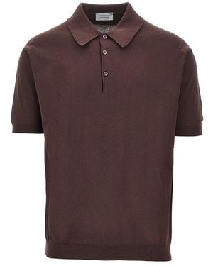 John Smedley Cotton Knit Polo Shirt - Brown
