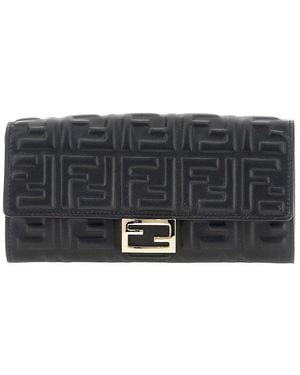 Fendi 'Baguette' Nappa Leather Clutch/Wallet - Black