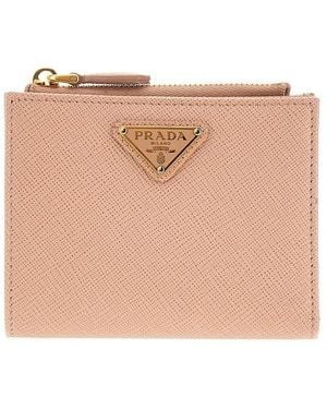 Prada Saffiano Leather Bi-Fold Wallet - Natural