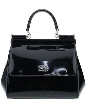 Dolce & Gabbana Glossy Leather Small Sicily Bag - Black