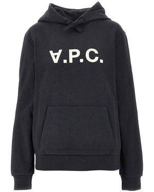 A.P.C. Flocked Logo Hoodie - Blue