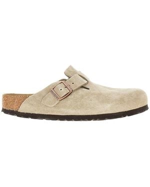 Birkenstock 'Boston' Suede Leather Sabot - Natural