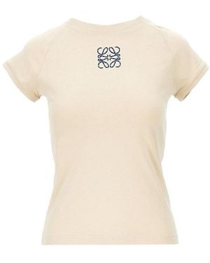 Loewe Anagram Embroidery Slim Fit T-Shirt - Natural