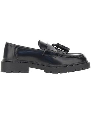 Bianco Leather Loafers With Tassels - Black