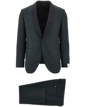 Luigi Bianchi Wool Suit With Satin Details - Black