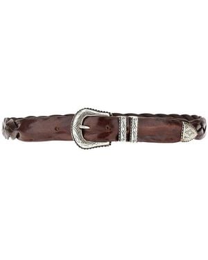 GIANNIFRANCO BELTS Braided Shiny Leather Belt - Brown
