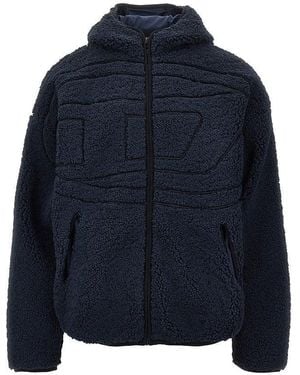 DIESEL 'Zat' Teddy Fleece Blouson Jacket - Blue
