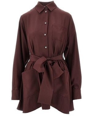 Loewe Silk Shirt With Belt - Brown