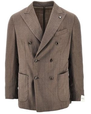 L.B.M. 1911 L. B.M. 1911 'Tom' Wool-Blend Double-Breasted Jacket - Brown
