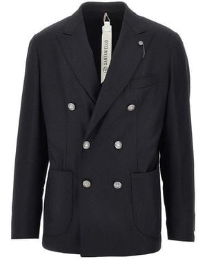 Santaniello Wool-Blend Tailored Jacket - Blue