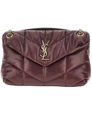 Saint Laurent Leather Small 'Loulou Puffer' Bag - Purple