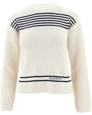 Balenciaga Boat-Neck Cotton Jumper - White