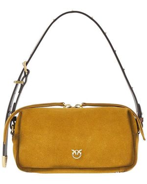 Pinko Suede Leather Mini Crossbody Bag - Metallic