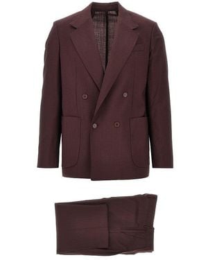 MARSĒM Light Wool Double-Breasted Tailored Suit - Purple