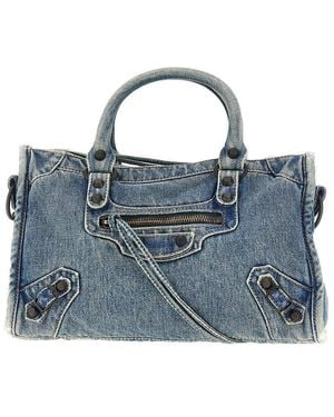 Balenciaga Denim Small 'Le City' Bag - Blue