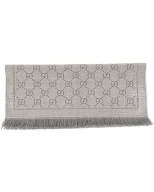 Gucci Gg Jacquard Wool Scarf - Gray